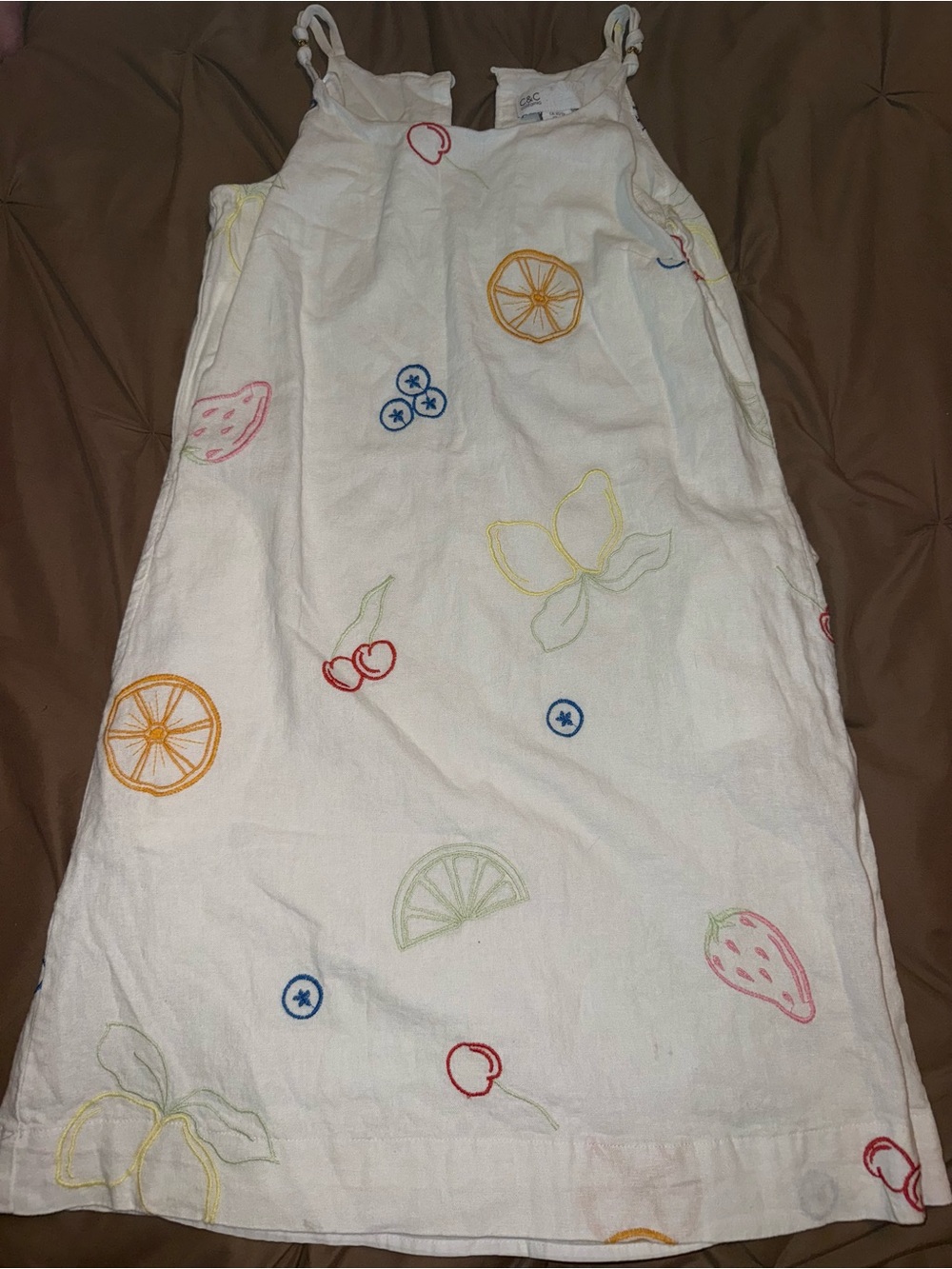 C&C California Embroidered White Linen Dress